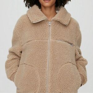 Wilfred Free Teddy Sherpa Zip Jacket Cozy Neutral Size Small